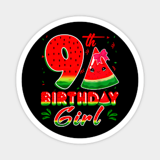 9th Watermelon Themed Fruit Birthday Girl Party Magnet